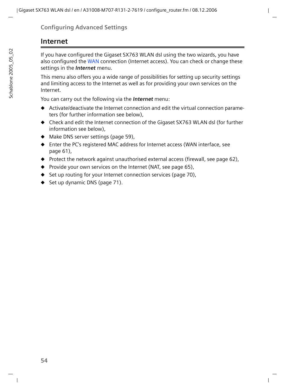 Internet | Siemens SX763 User Manual | Page 54 / 156