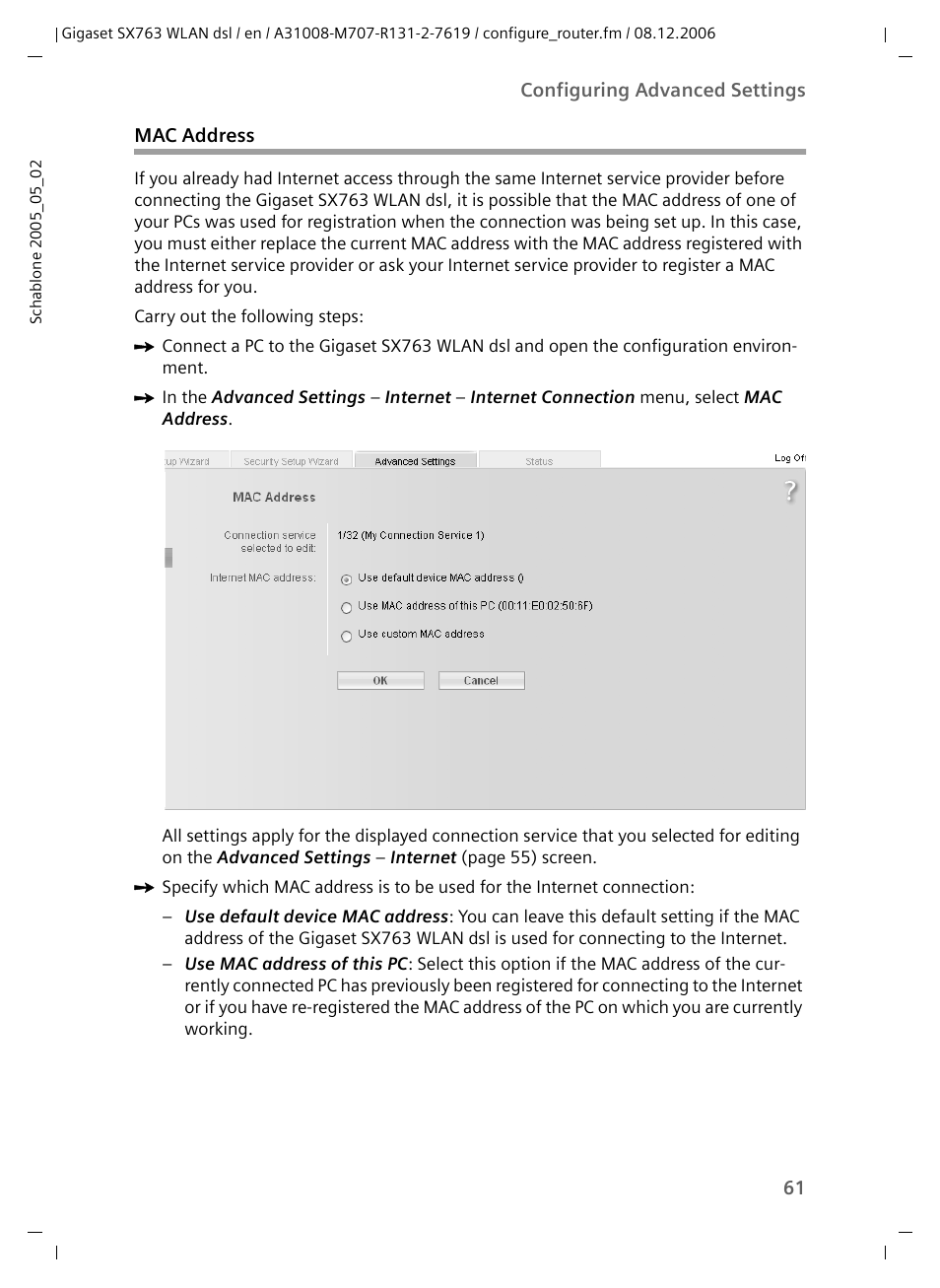 Mac address | Siemens SX763 User Manual | Page 61 / 156