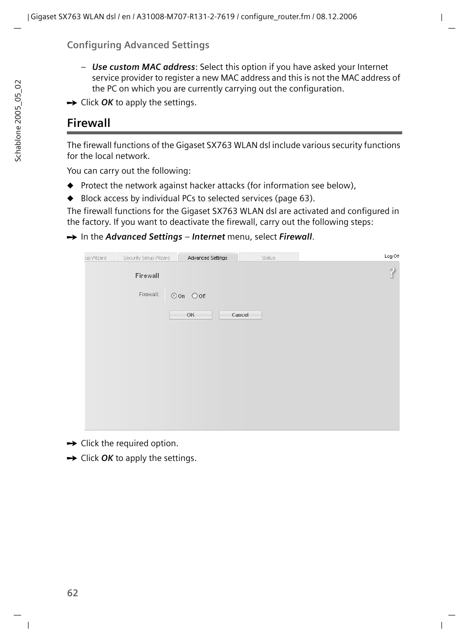 Firewall | Siemens SX763 User Manual | Page 62 / 156