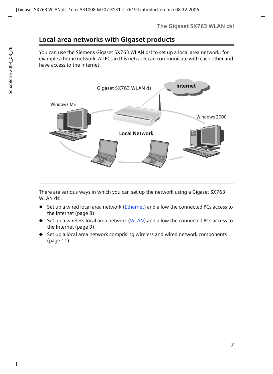 Local area networks with gigaset products | Siemens SX763 User Manual | Page 7 / 156