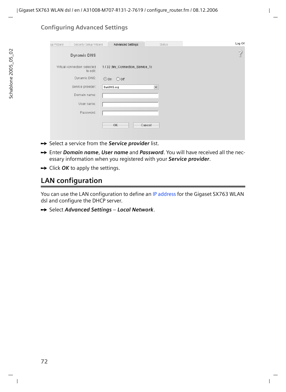 Lan configuration | Siemens SX763 User Manual | Page 72 / 156