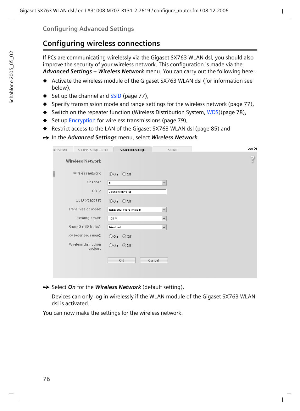 Configuring wireless connections | Siemens SX763 User Manual | Page 76 / 156