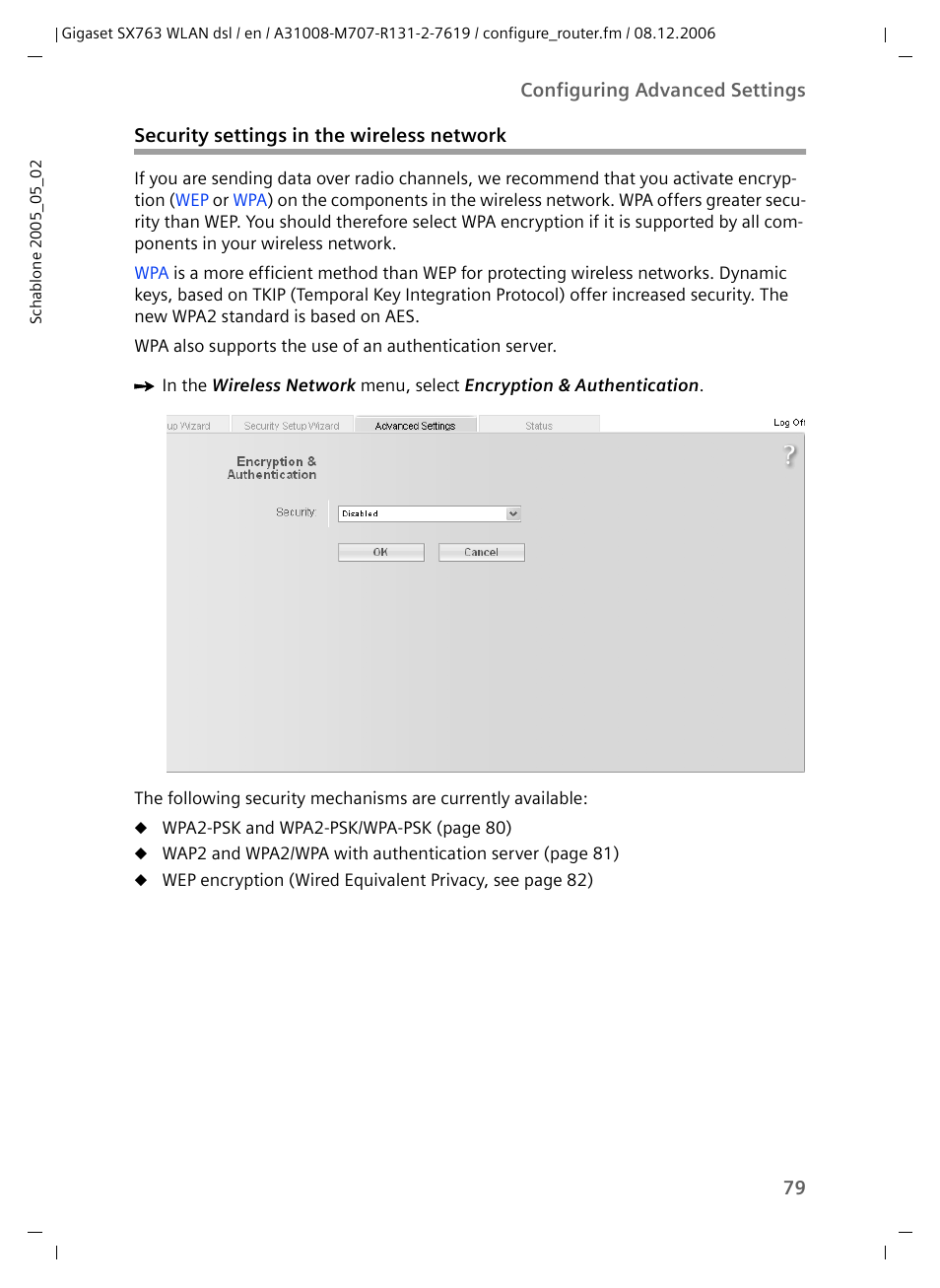 Security settings in the wireless network | Siemens SX763 User Manual | Page 79 / 156