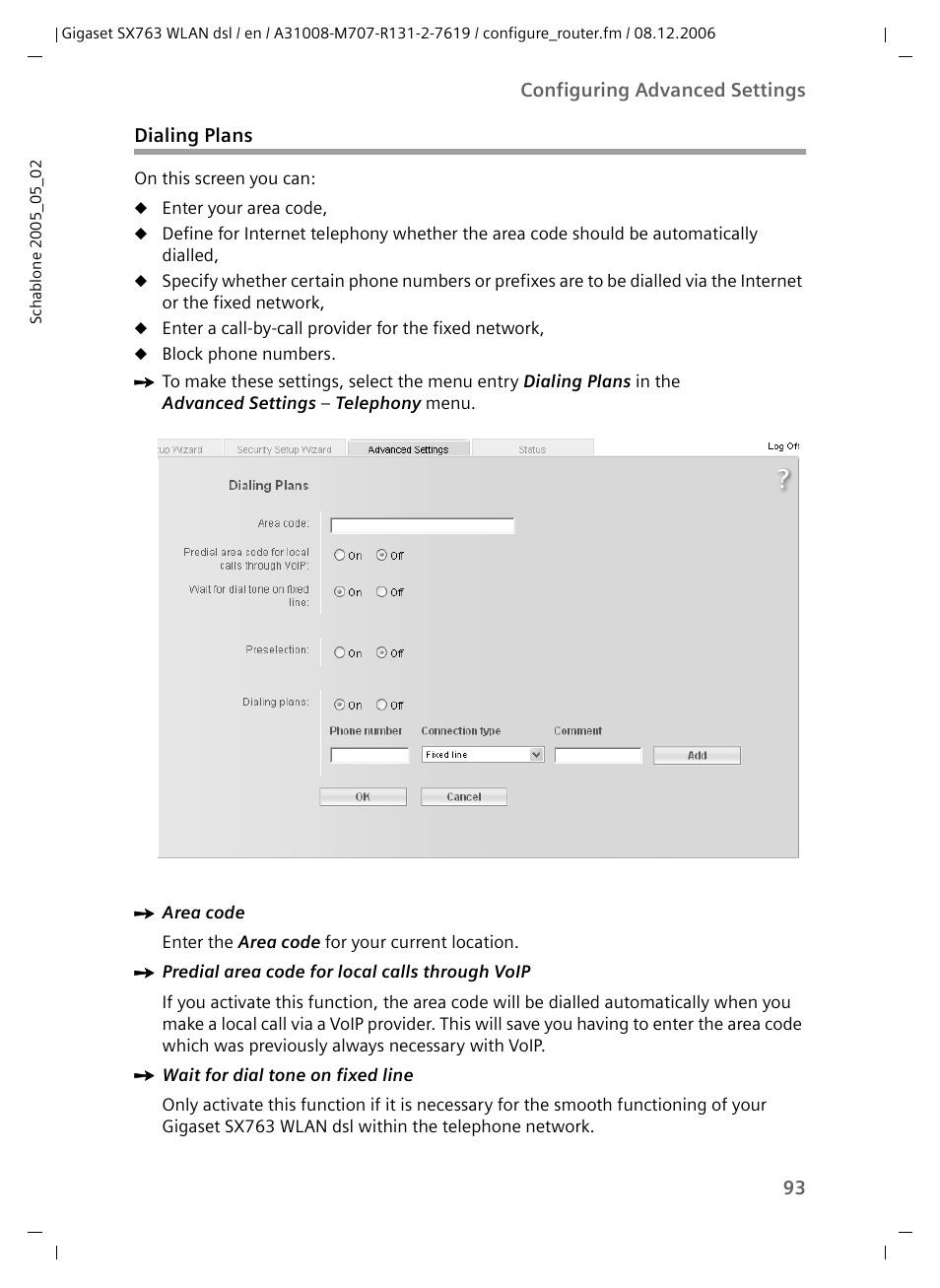 Dialing plans | Siemens SX763 User Manual | Page 93 / 156