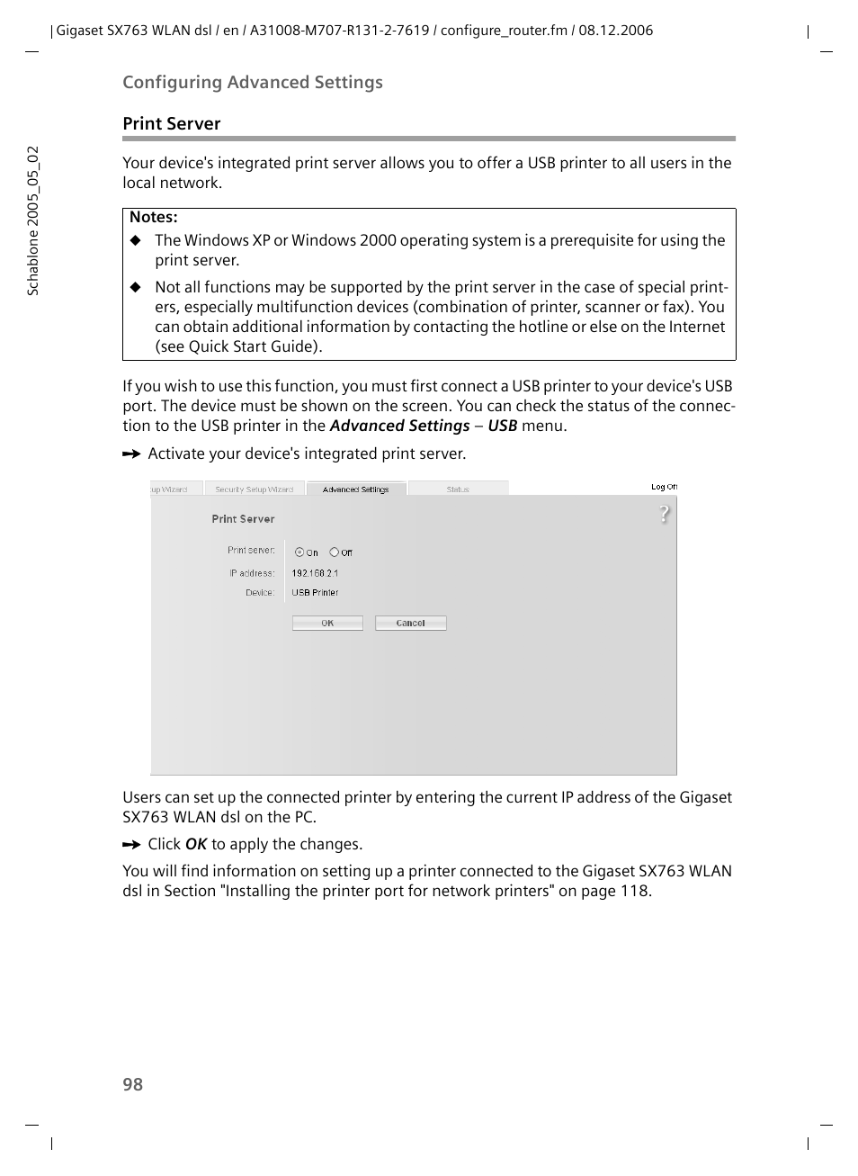 Print server | Siemens SX763 User Manual | Page 98 / 156