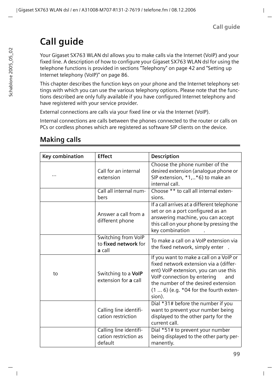 Call guide, Making calls | Siemens SX763 User Manual | Page 99 / 156