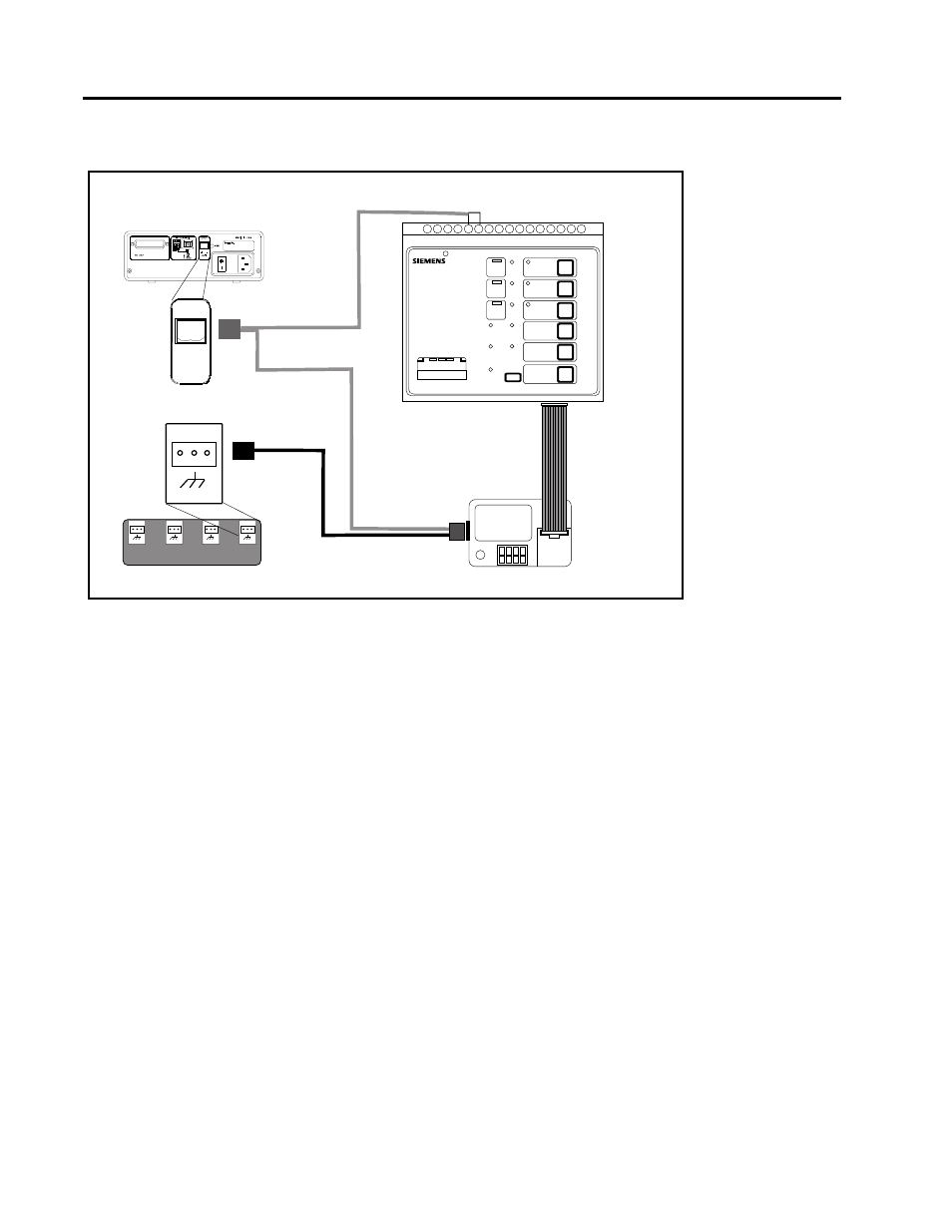 Ring to figure 4.4 o, Illustrated in figure 4.4, Testing access devices | Two-wire cable rs-485 cable rear panel front panel, Isolated multi-drop, Samms device ribbon cable, Cm-1 two-wire cable pins 5 and 6 | Siemens ISOLATED MULTI-DROP SG-6048-01 User Manual | Page 13 / 20