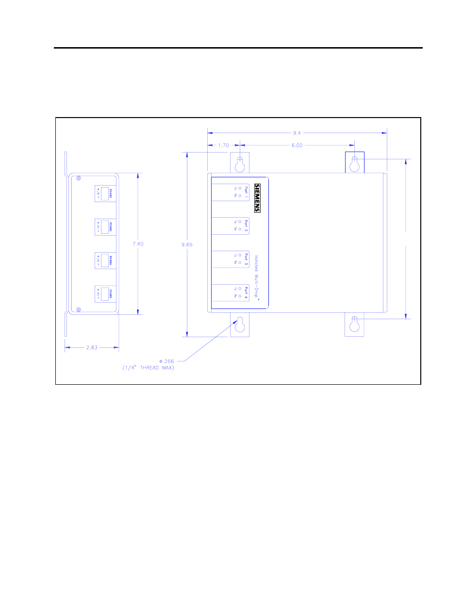 Appendix b: mounting dimensions, Appendix b, Appendices | Siemens ISOLATED MULTI-DROP SG-6048-01 User Manual | Page 18 / 20