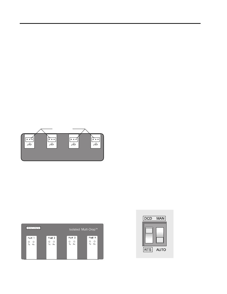 Setting up the converter, Overview, Rs-485 communications ports | Rs-232 communications port, Power module, Configuration switches, Section 2, 2 setting up the converter, 1 overview, 2 rs-485 communications ports | Siemens ISOLATED MULTI-DROP SG-6048-01 User Manual | Page 5 / 20