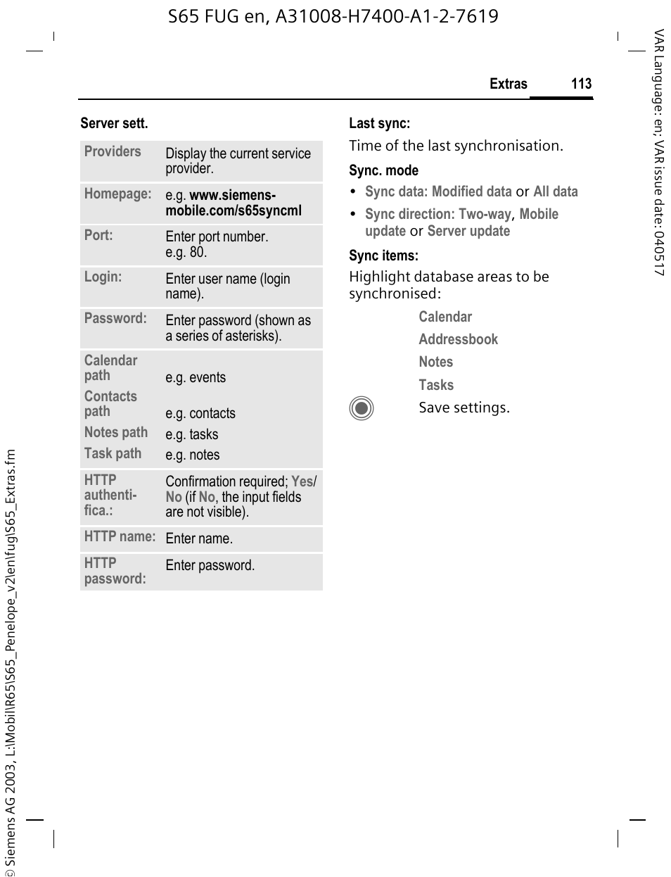 Siemens S65 User Manual | Page 114 / 145