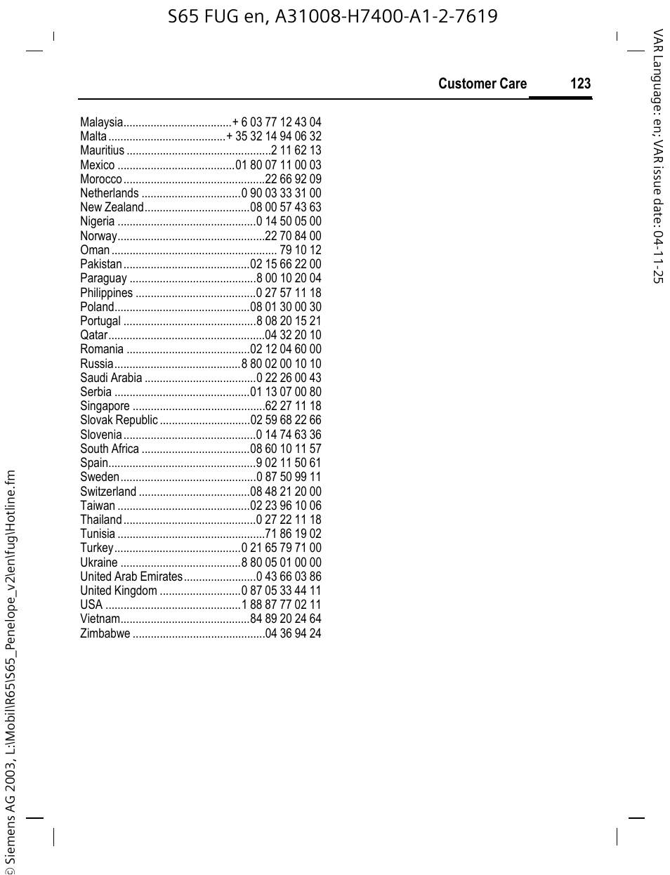 Siemens S65 User Manual | Page 124 / 145