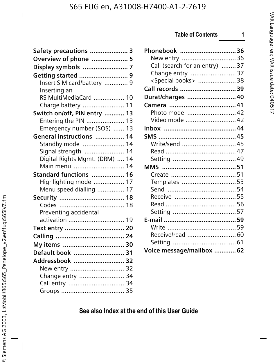 Siemens S65 User Manual | Page 2 / 145