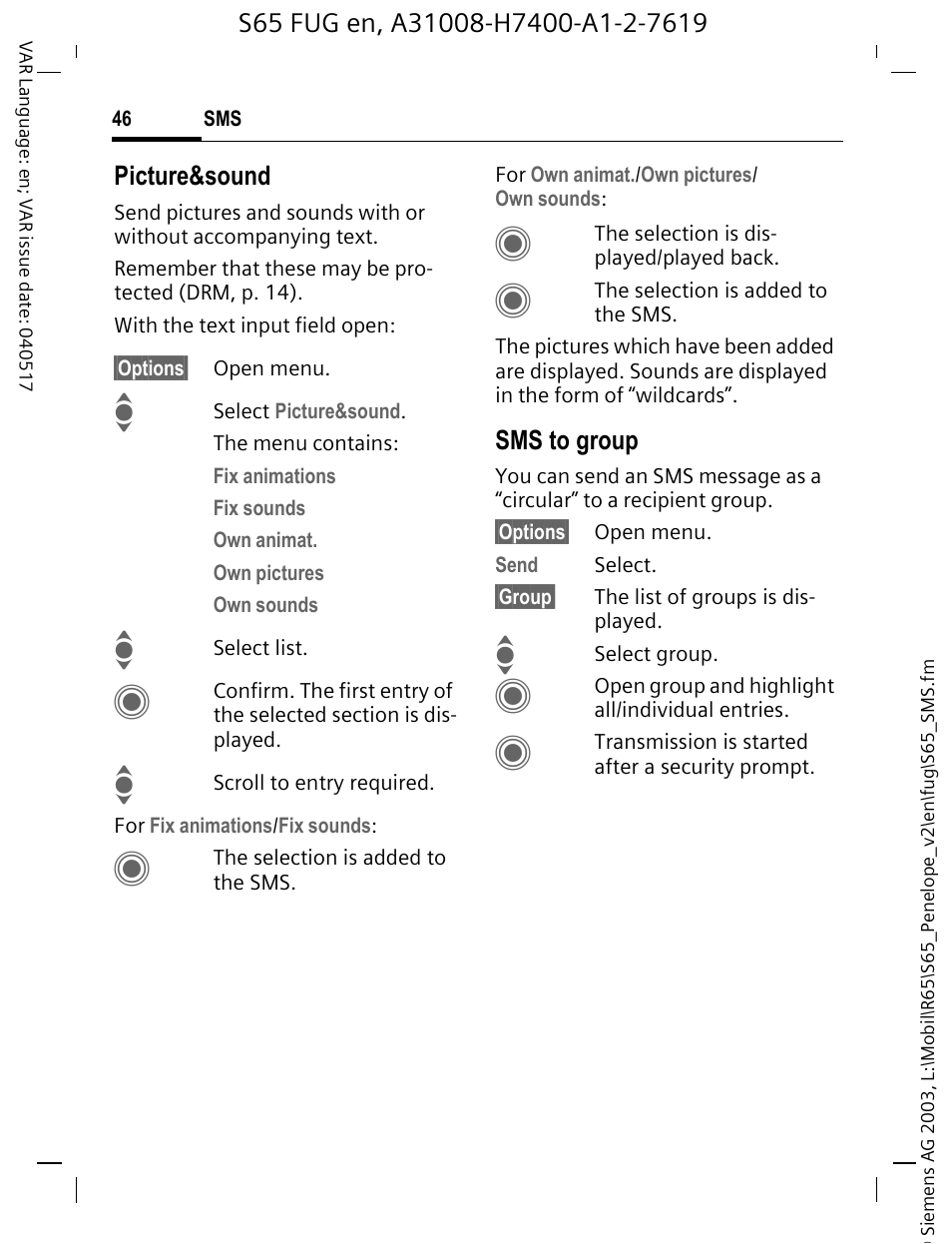 Siemens S65 User Manual | Page 47 / 145