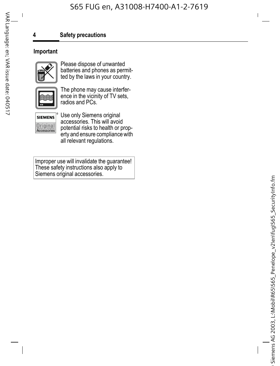 Siemens S65 User Manual | Page 5 / 145