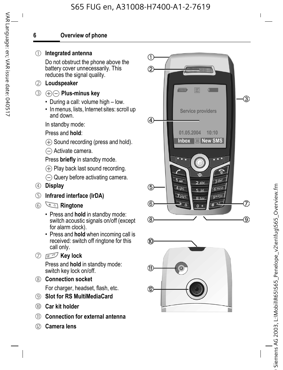 Siemens S65 User Manual | Page 7 / 145