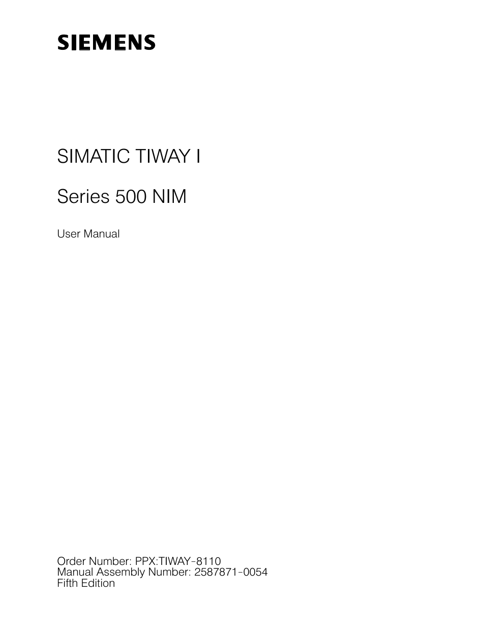 Siemens 500 NIM User Manual | 138 pages