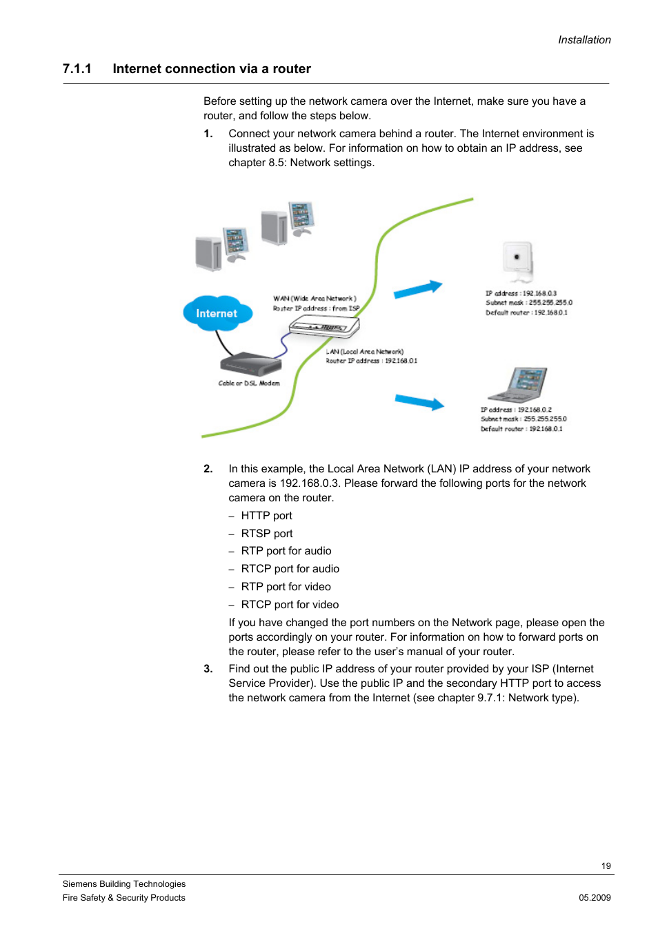 1 internet connection via a router | Siemens CCIC1410 User Manual | Page 19 / 96