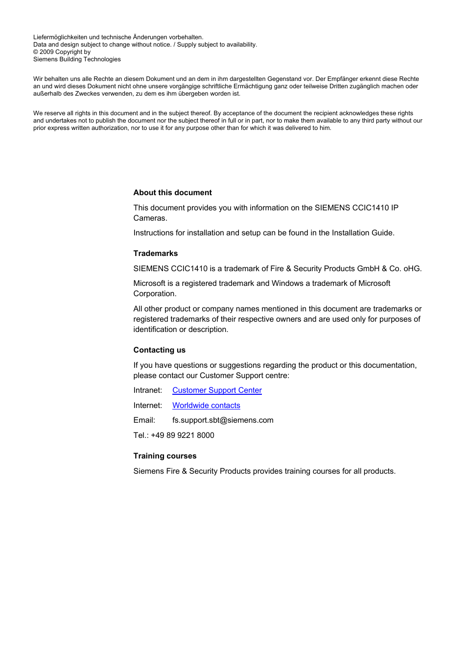 Siemens CCIC1410 User Manual | Page 2 / 96