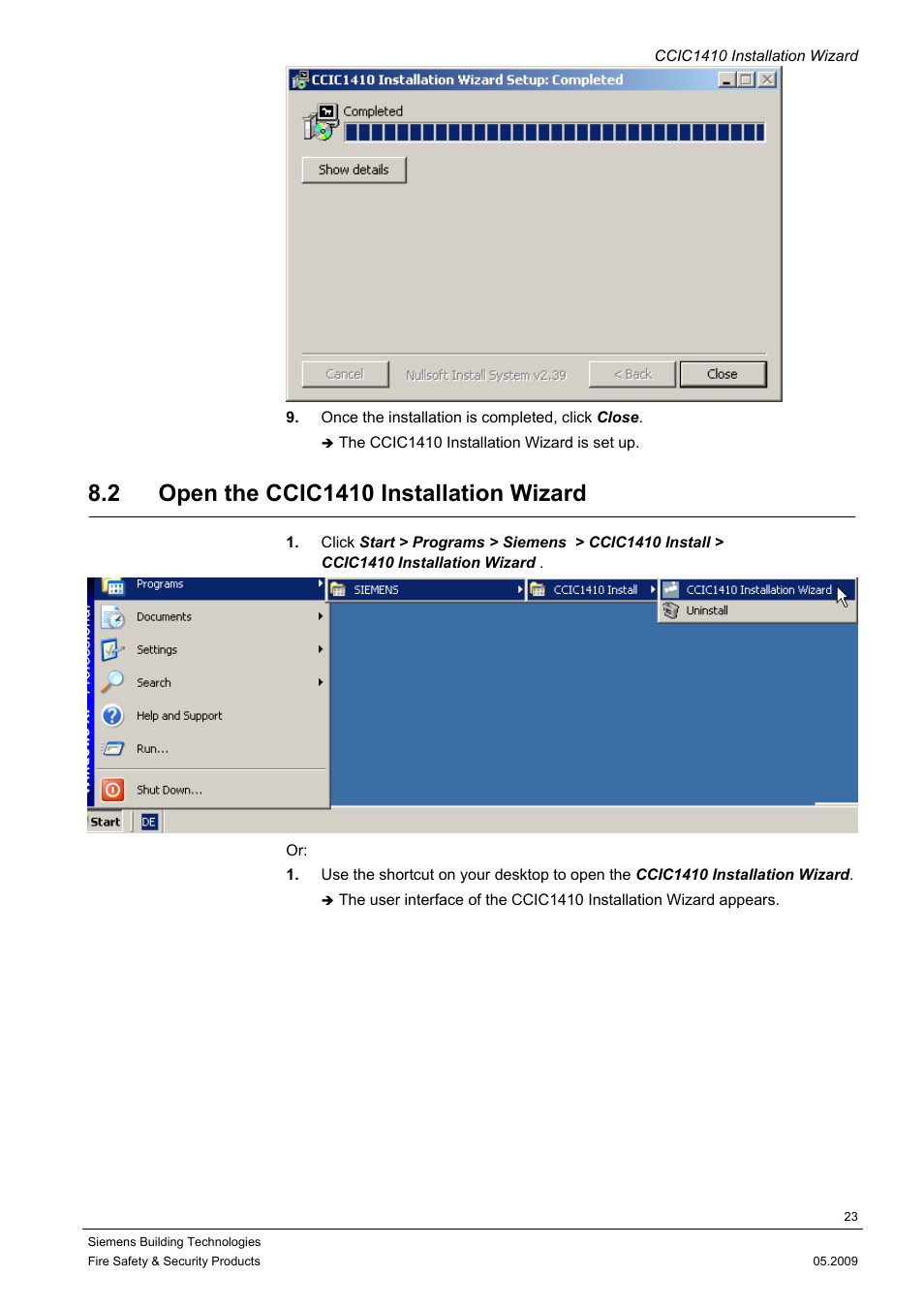 2 open the ccic1410 installation wizard | Siemens CCIC1410 User Manual | Page 23 / 96