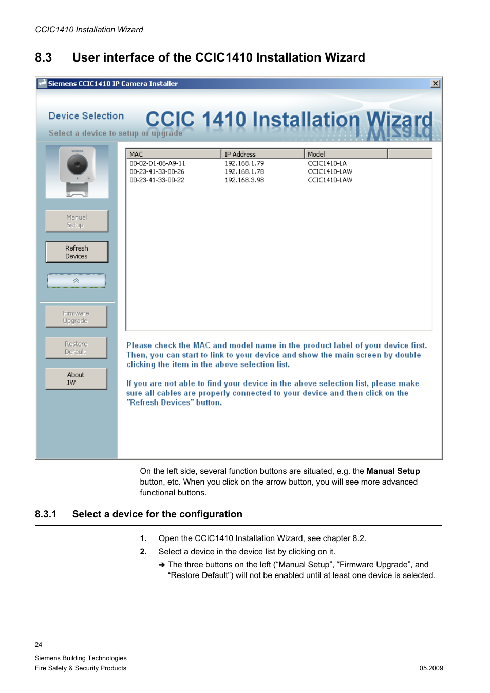 1 select a device for the configuration | Siemens CCIC1410 User Manual | Page 24 / 96