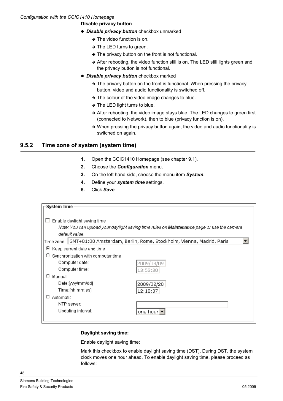 2 time zone of system (system time) | Siemens CCIC1410 User Manual | Page 48 / 96