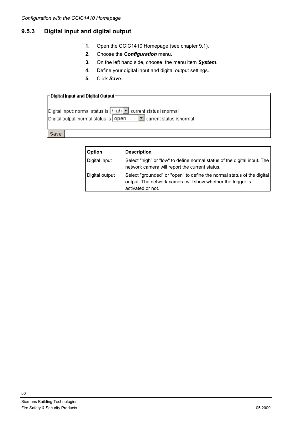 3 digital input and digital output | Siemens CCIC1410 User Manual | Page 50 / 96