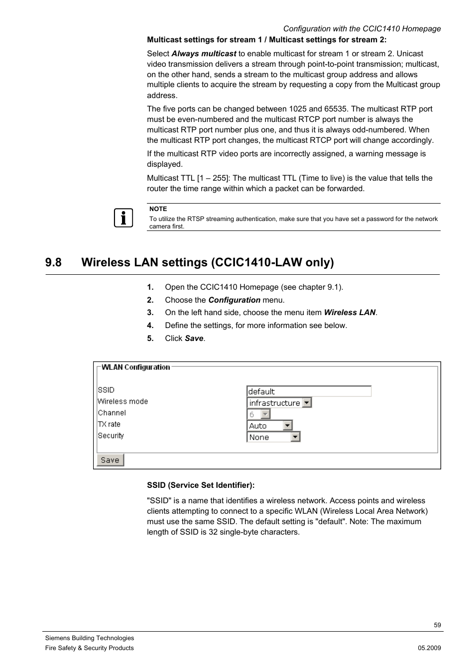 8 wireless lan settings (ccic1410-law only) | Siemens CCIC1410 User Manual | Page 59 / 96