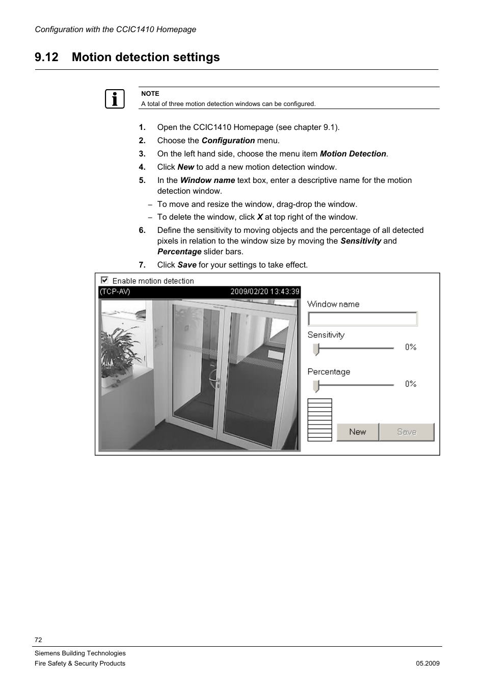 12 motion detection settings | Siemens CCIC1410 User Manual | Page 72 / 96