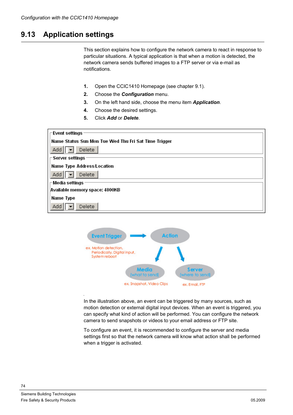 13 application settings | Siemens CCIC1410 User Manual | Page 74 / 96