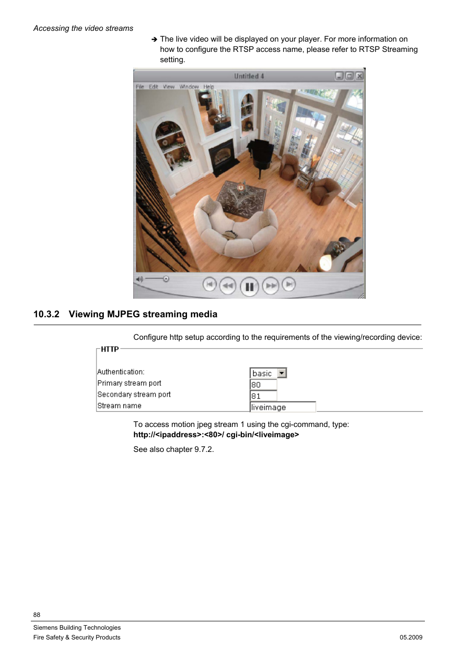 2 viewing mjpeg streaming media | Siemens CCIC1410 User Manual | Page 88 / 96