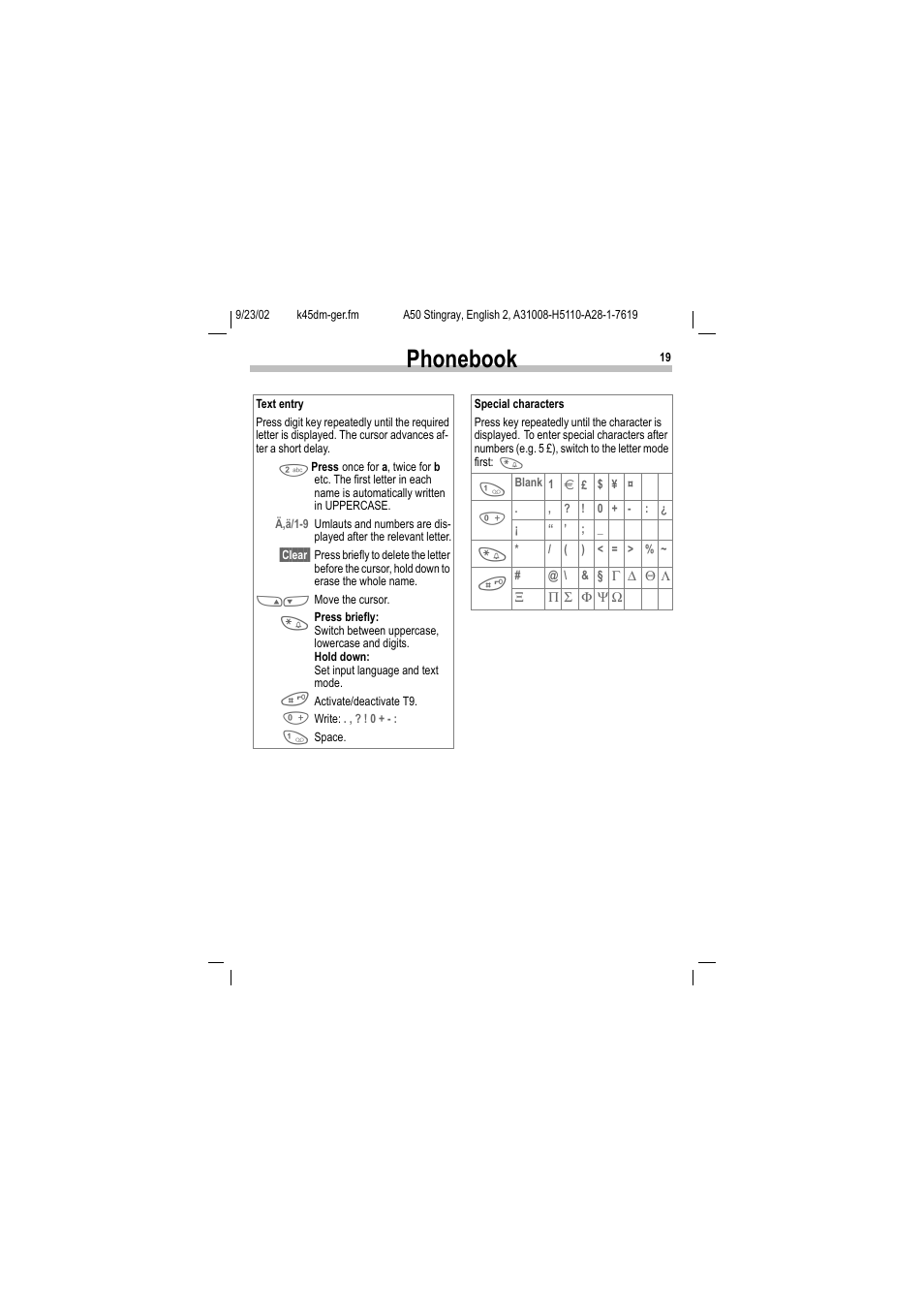 Phonebook | Siemens 1168 User Manual | Page 24 / 79