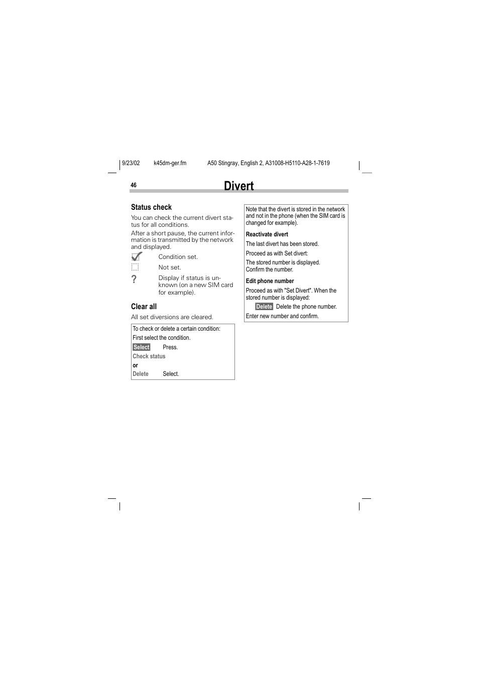 Divert | Siemens 1168 User Manual | Page 51 / 79