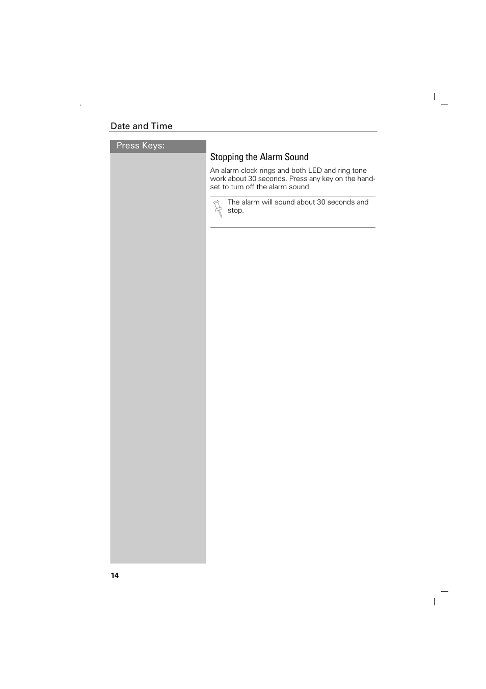 Stopping the alarm sound | Siemens GIGASET C88 User Manual | Page 16 / 42