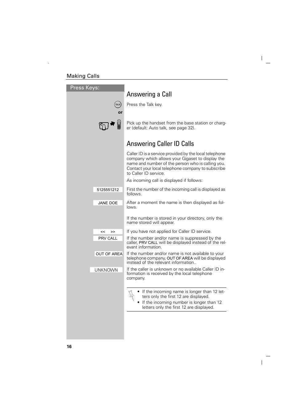 Answering a call, Answering caller id calls, Цд цдk k k k | Siemens GIGASET C88 User Manual | Page 18 / 42