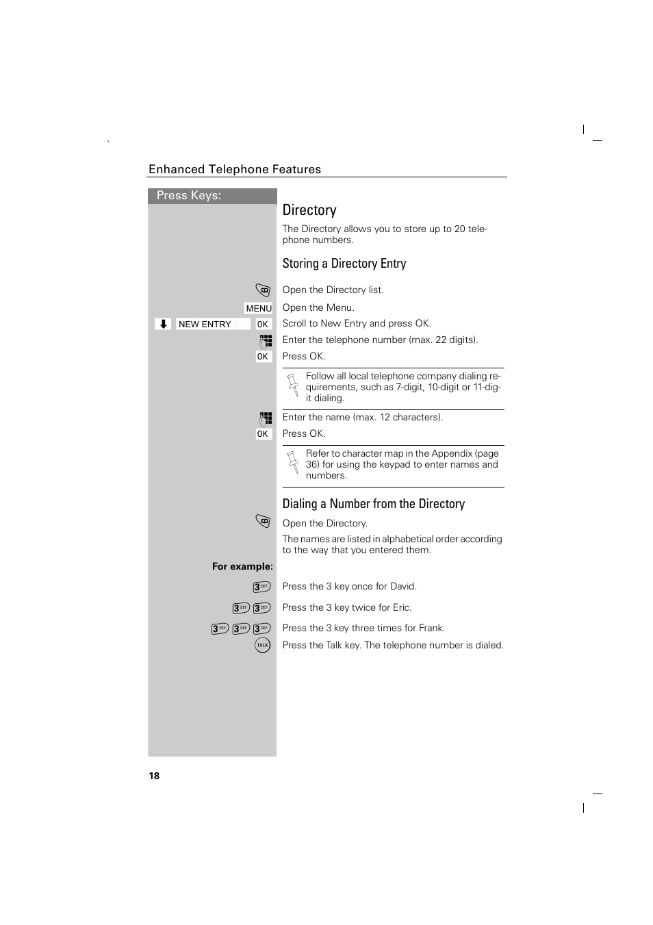 Directory, Storing a directory entry, Dialing a number from the directory | Siemens GIGASET C88 User Manual | Page 20 / 42