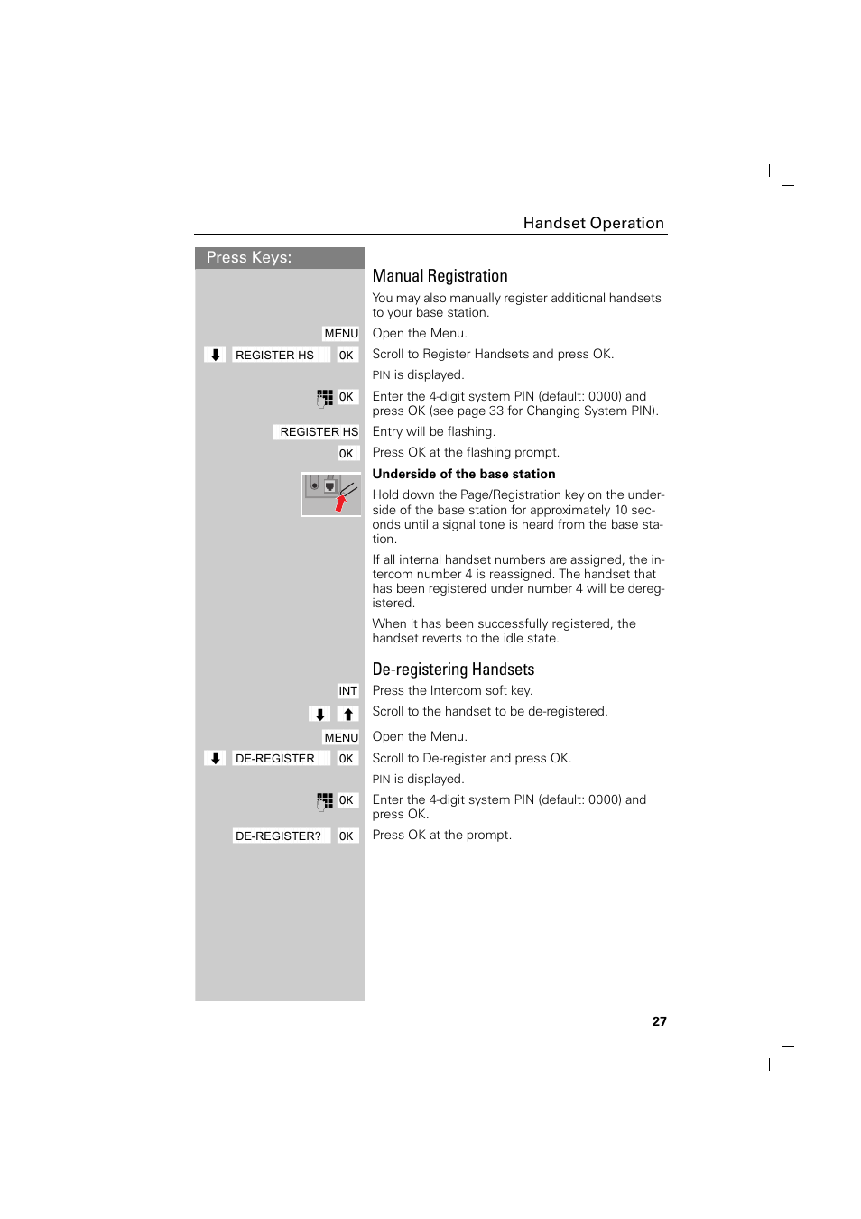 Manual registration, De-registering handsets | Siemens GIGASET C88 User Manual | Page 29 / 42