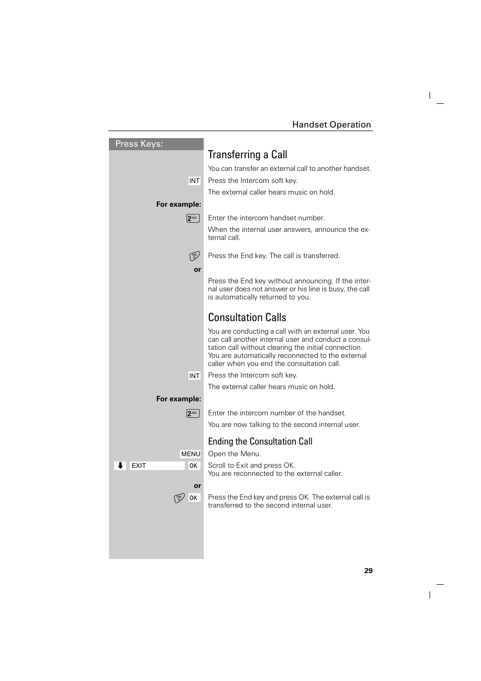 Transferring a call, Consultation calls, Ending the consultation call | Siemens GIGASET C88 User Manual | Page 31 / 42