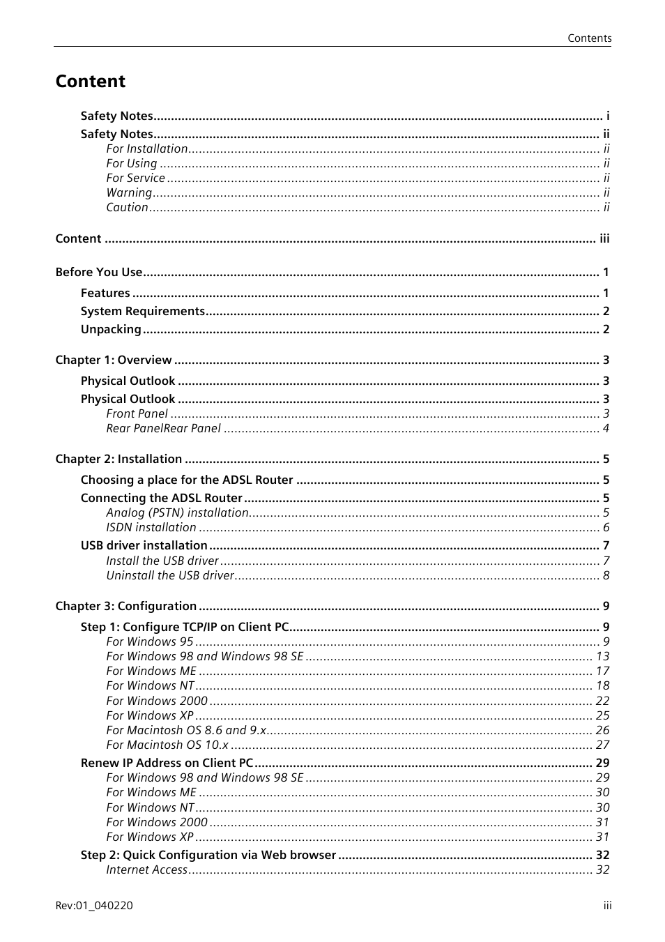 Content | Siemens E-110-I User Manual | Page 3 / 90
