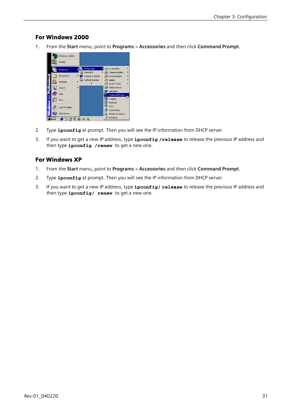 For windows 2000, For windows xp | Siemens E-110-I User Manual | Page 37 / 90
