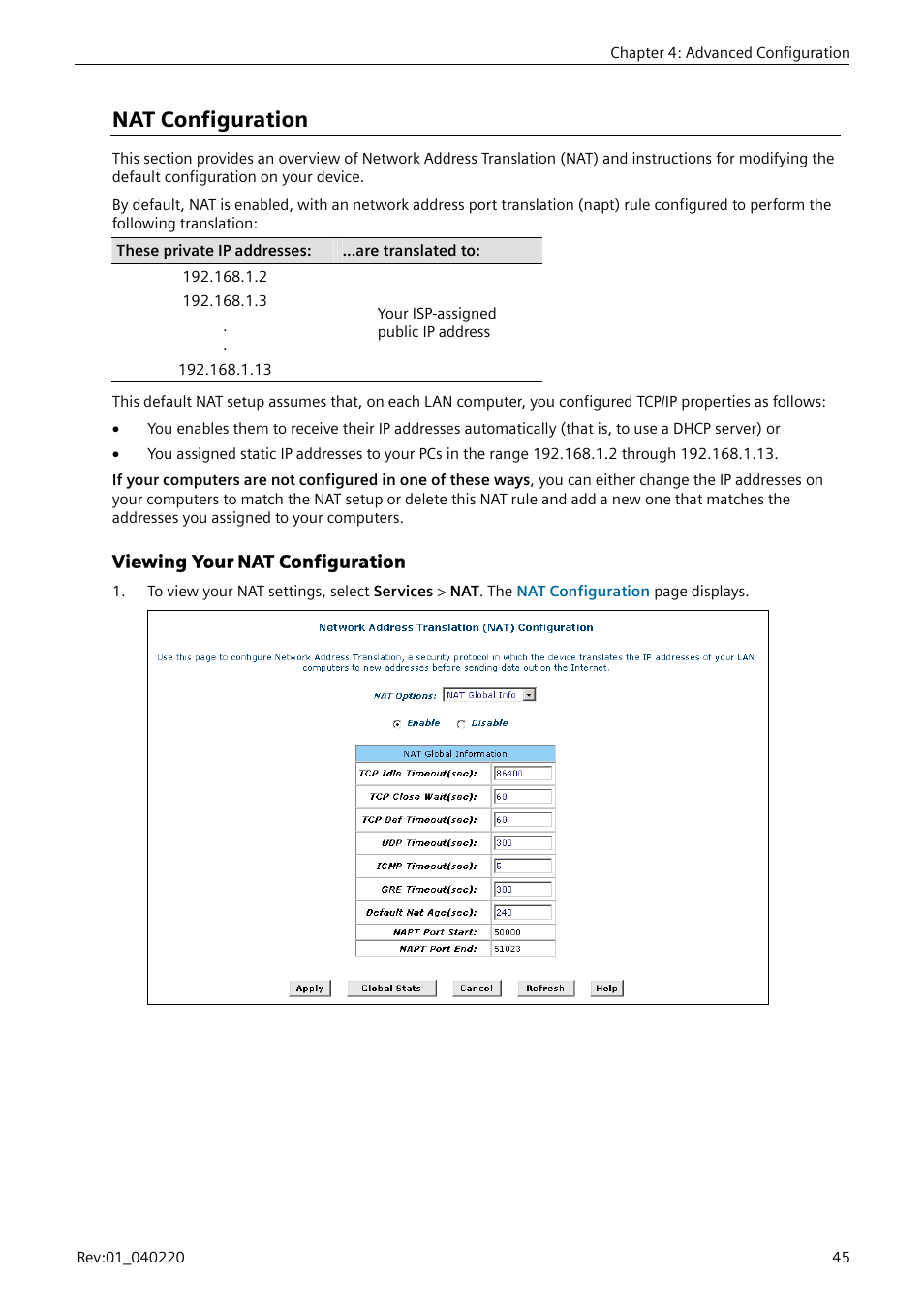 Nat configuration, Viewing your nat configuration, Viewing your | Nat configuration”) | Siemens E-110-I User Manual | Page 51 / 90