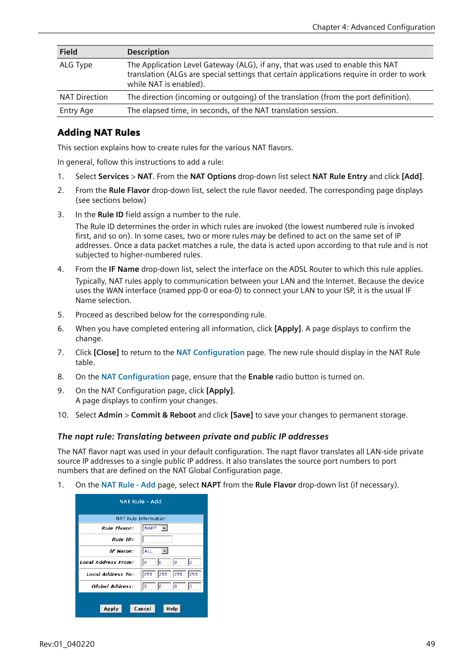 Adding nat rules | Siemens E-110-I User Manual | Page 55 / 90