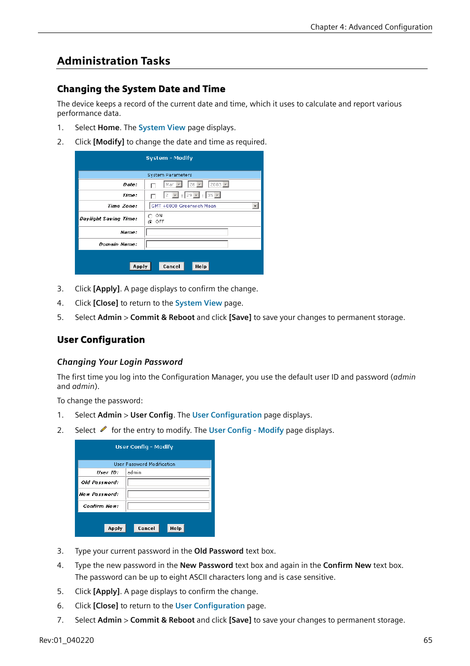 Administration tasks, Changing the system date and time, User configuration | Changing your login password, Er to “user configuration”) | Siemens E-110-I User Manual | Page 71 / 90