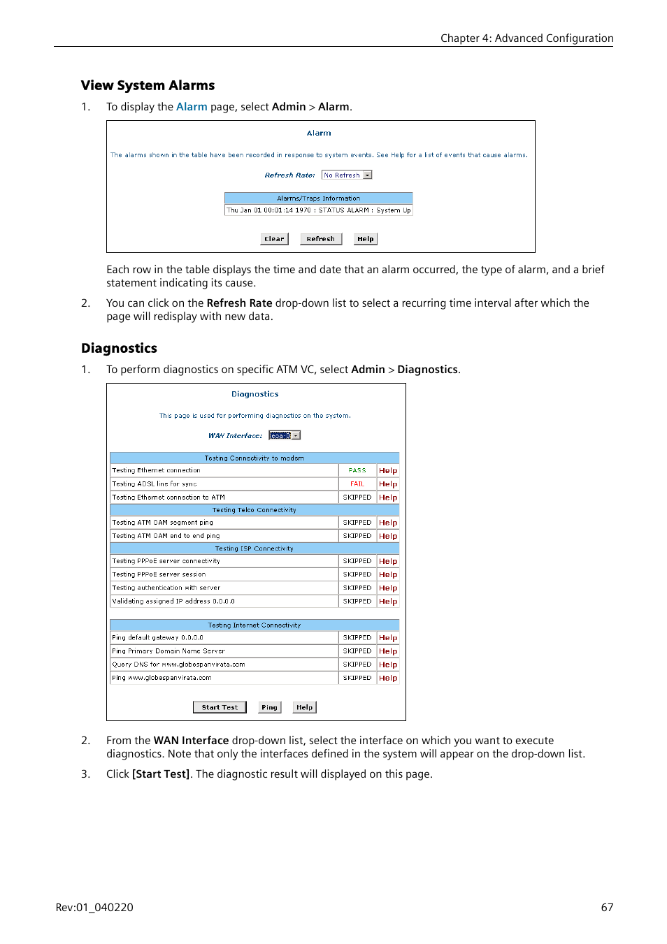 View system alarms, Diagnostics, Er to “view system alarms”) | Siemens E-110-I User Manual | Page 73 / 90