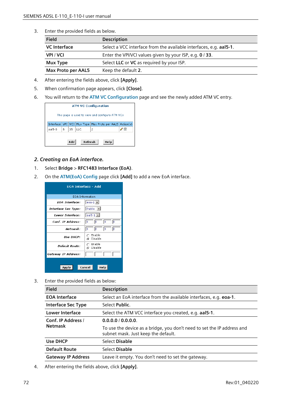 Creating an eoa interface | Siemens E-110-I User Manual | Page 78 / 90