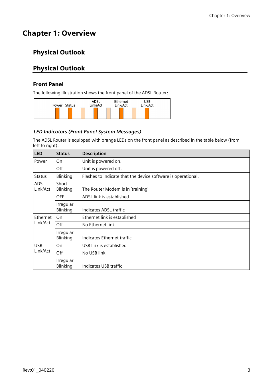 Chapter 1: overview, Physical outlook, Front panel | Led indicators (front panel system messages) | Siemens E-110-I User Manual | Page 9 / 90