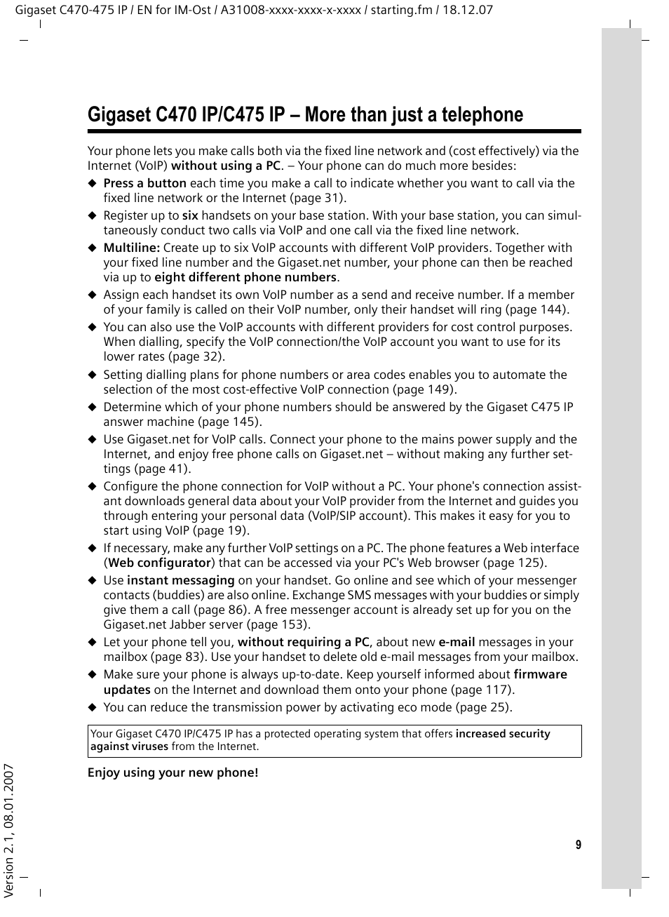 Siemens GIGASET C475 IP User Manual | Page 10 / 217