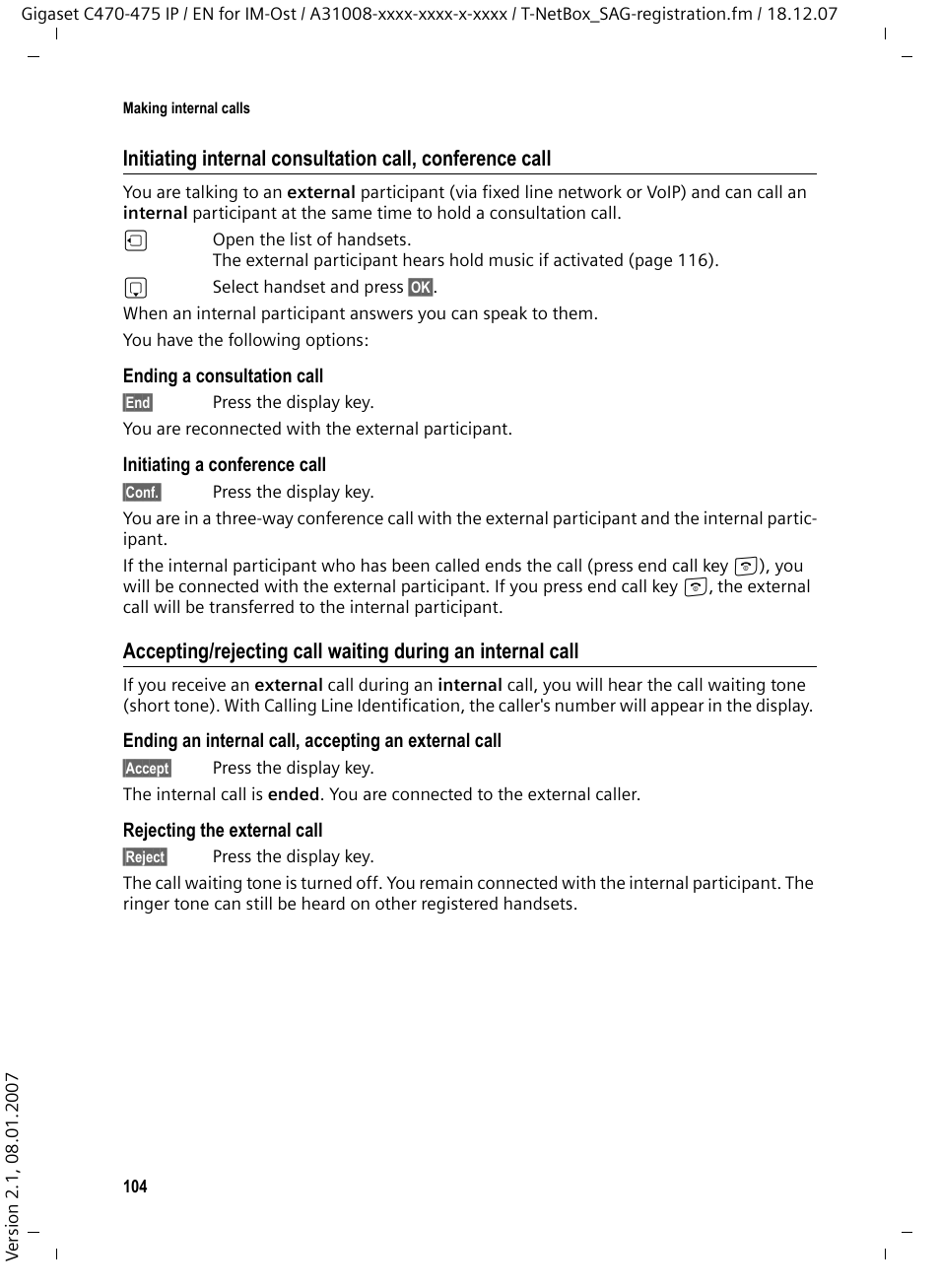 Siemens GIGASET C475 IP User Manual | Page 105 / 217