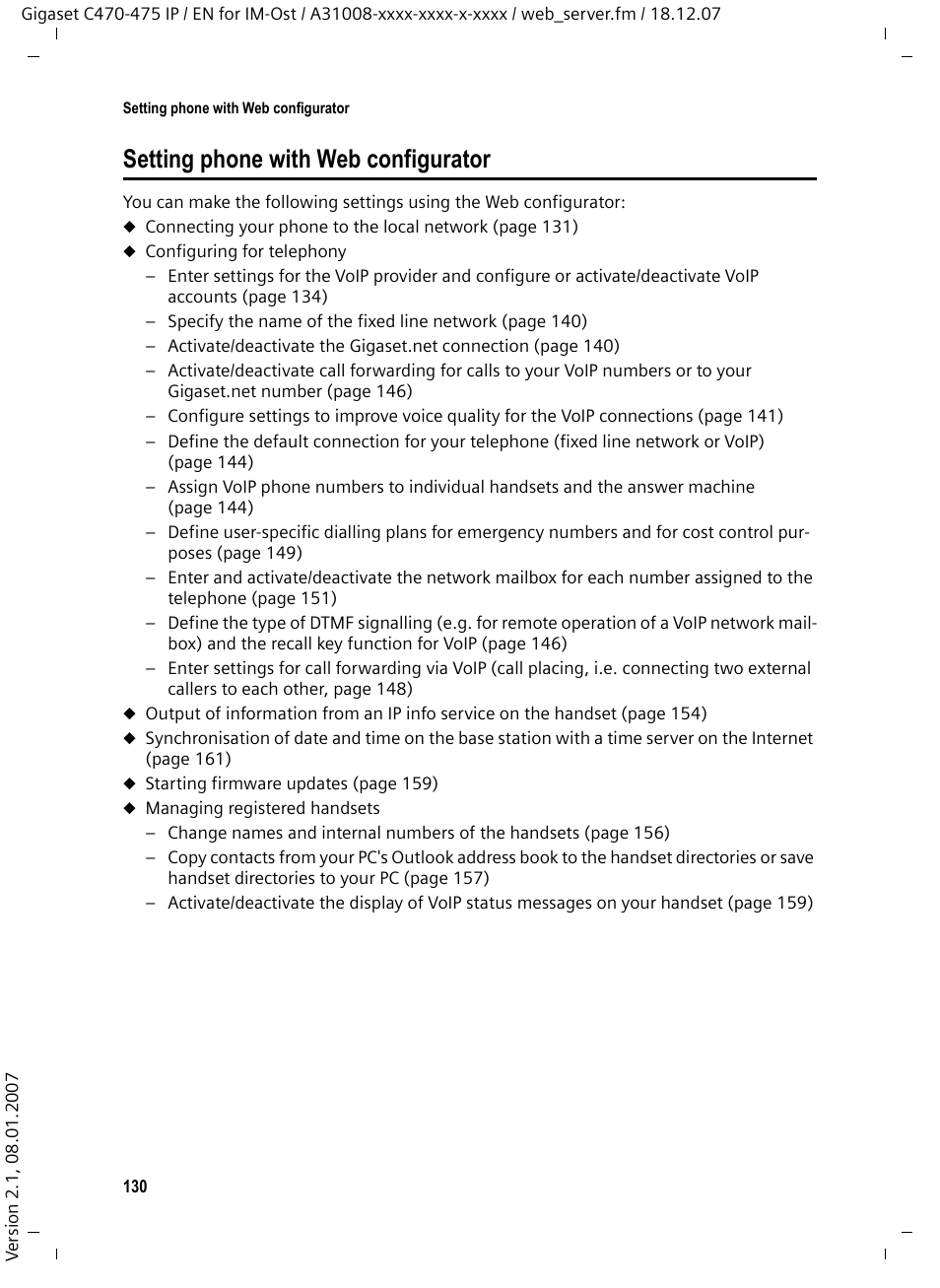 Setting phone with web configurator | Siemens GIGASET C475 IP User Manual | Page 131 / 217