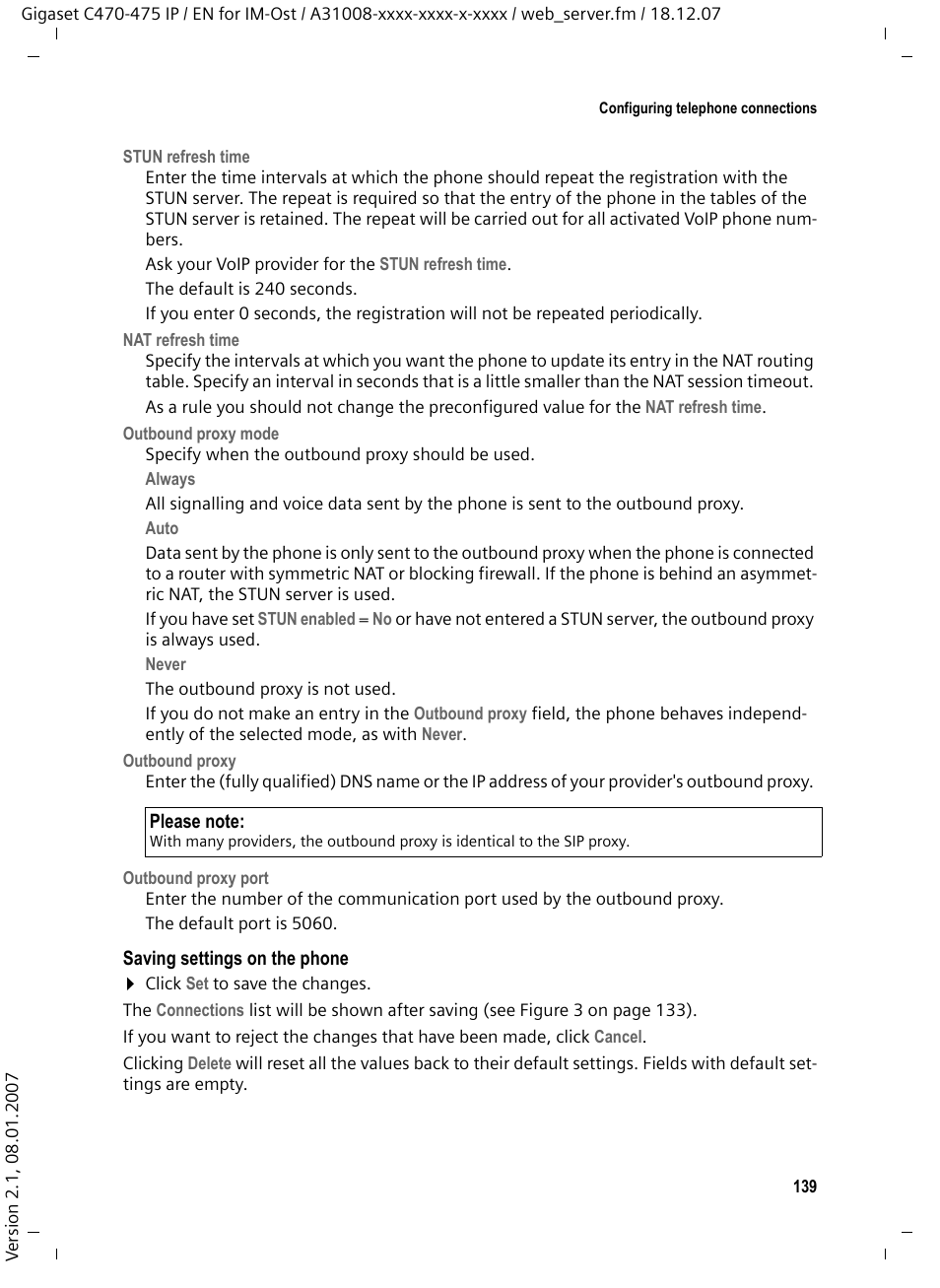 Nat refresh time | Siemens GIGASET C475 IP User Manual | Page 140 / 217