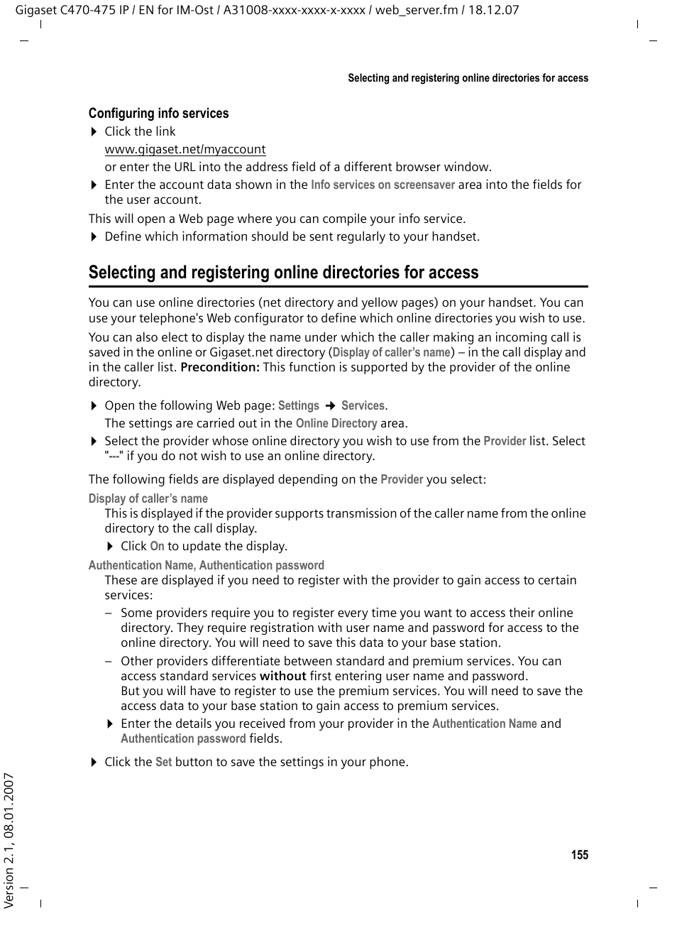 Siemens GIGASET C475 IP User Manual | Page 156 / 217